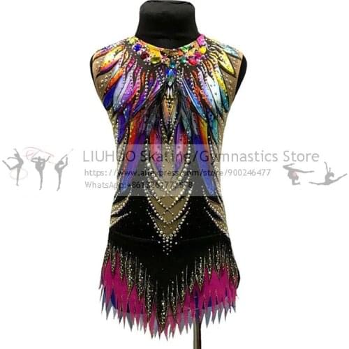 Custom Rhythmic Gymnastics Leotard Womens Girls Figure Skating Dress Ice Skating Performance Competition Dance Artistic Costume