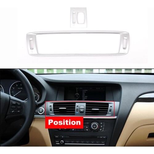 JEAZEA 2Pcs ABS Chrome Silver Central Control Outlet Frame Trim Cover For BMW x3 F25 2011 2012 2013 2014 2015 2016 2017