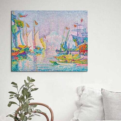 Camille Pissarro Beautiful Colorful Sailboat Canvas Painting Print Living Room Home Decor Modern Wall Art Oil Painting Poster