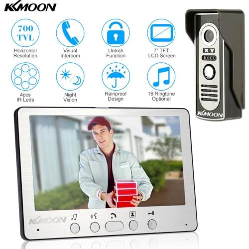 KKmoon 7” Wired Video Door Phone System Visual Intercom Doorbell Panel 800x480 Indoor Monitor + 700TVL Outdoor Camera for Home