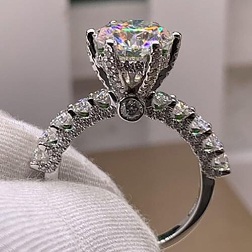 18K Au750 White Gold Women Wedding Party Engagement Ring 1 2 3 4 5 Carat Round Crown Moissanite Diamond Ring Luxury Trendy Gift