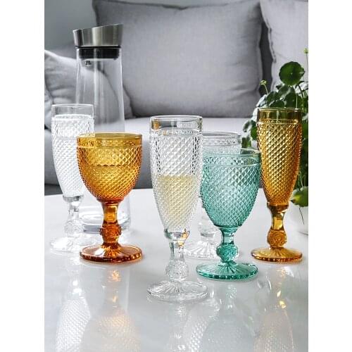 2Pcs Europe Style Crystal Glass Retro Carved Luxury Goblet Diamond Wine Cups Champagne Glasses Bar Party Hotel Home Drinking Wa