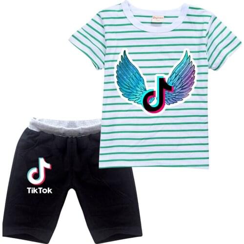 TIK TOK Boys Clothes Set Summer Kids Pants Baby T Shirt Cartoon Shorts Boys Girls Outfit Sport Suit Children Clothing Sets