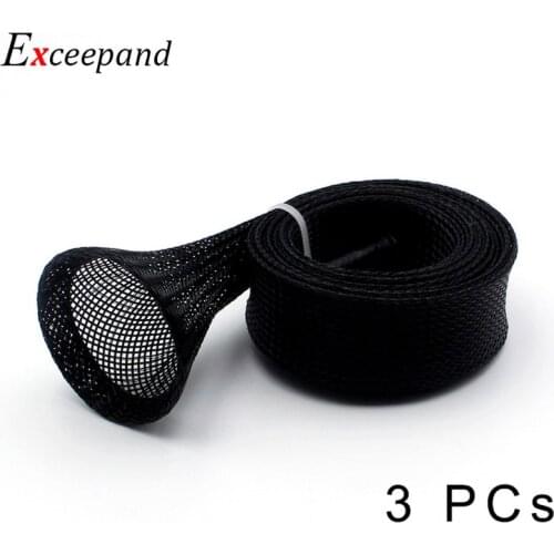 Exceepand 3 PCs 30mm 1.7M Black Baitcasting Fishing Rod Sleeve Fishing Pole Rod Cover Socks Jacket Glove Fishing Rod Protector
