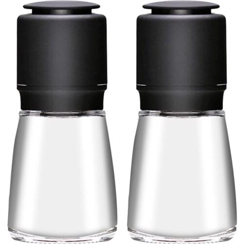 Salt and Pepper Grinder Set, Manual Pepper Abrader Mill with Glass Bottle Adjustable Coarseness Shakers for Barbecue