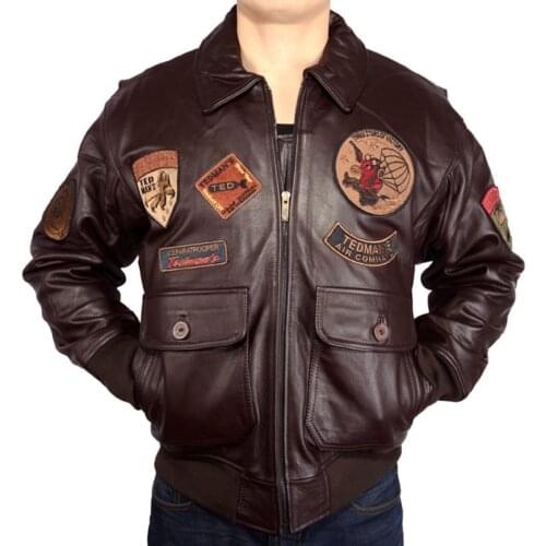 2020 New Men Top Gun Leather Pilot Jackets EU Fat loose big yards Genuine Cowskin Russian Winter Warm Military Coats
