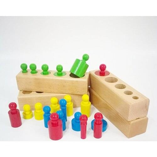 Montessori Educatioanl Wooden Toys For Children Early Learning Cylinder Matching Teaching Aids Sensory Montessori Materials Toy