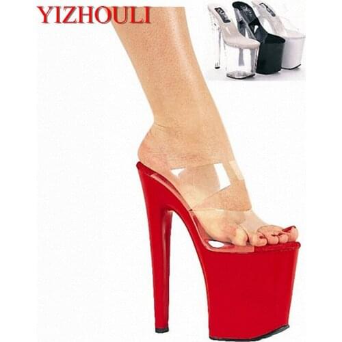 20cm High-Heeled Shoes Sexy Cutout Sandals 8 Inch Heel High Platform Sandal Slip On Sexy Stripper Shoes Open Toe Stripper Shoes