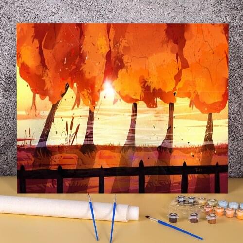 Scenery Autumn Light Paint By Numbers Kit Oil Paints 50*70 Canvas Pictures Decorative Paintings For Handiwork