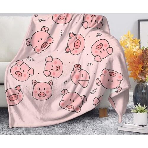 Upestory Throw Blanket Cute Cartoon Pig Printed Velvet Plush Blanket Bedspread for Kids Girls Sherpa Blanket Couch Quilt Cover