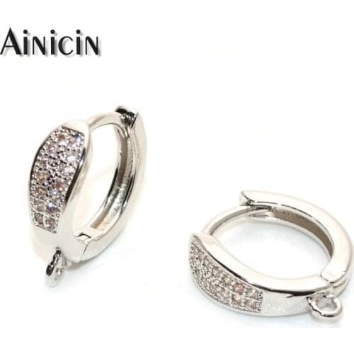 Silver Plating Rhinestone Crystal Setting Hoop Earrings Making Accessory Fashion DIY Jewelry Making Findings 30pcs