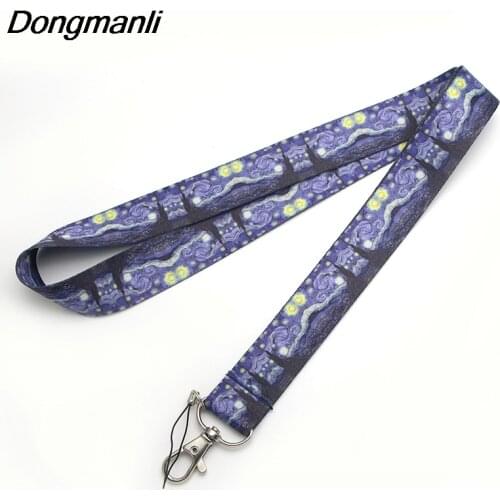 M1372 DMLSKY Van Gogh Starry Night Lanyard For Keys ID Card Pass Gym Mobile Phone USB Badge Holder Hang Rope Lariat Lanyard