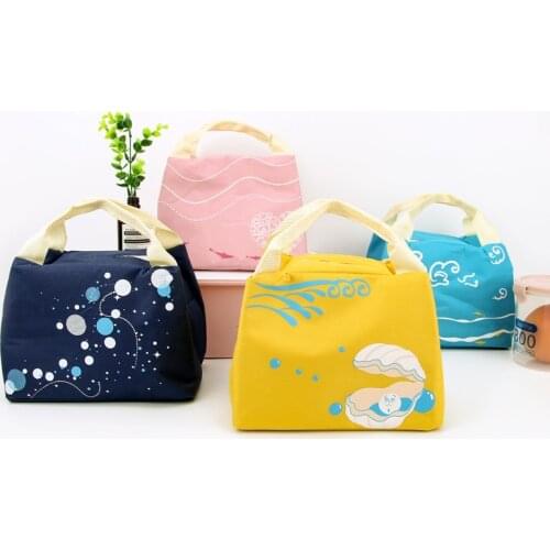 POOLOOS Cute Fresh Thermal Lunch Bag New Zipper Insulation Cooler Bag Cartoon Oxford Cloth Picnic Drink Lunch Bag For Food 2019