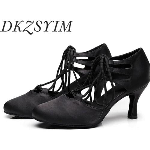 DKZSYIM Ballroom Latin Dance Shoes For Women Ladies Girls Green Printed Tango Shoes Fish Mouth Exposed Shoes Toes Salsa 6-10cm
