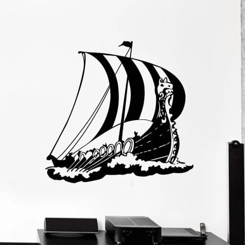 Navigation Wall Decal Middle Ages Viking Ship Ocean Style Vinyl Window Stickers Kids Boys Bedroom Bathroom Home Decor Mural E739