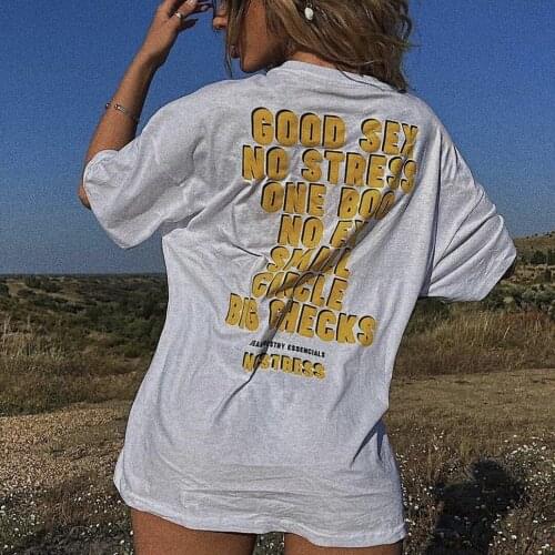 2021 summer new letter print short sleeve round neck T-shirt loose womens top European and American oversize