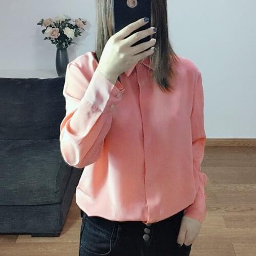 Women Summer 100% Silk Simple Solid Blouse Long sleeve office wear casual natural silk blouses print real silk shirt tops