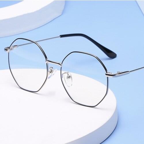 Unisex Solid Alloy Glasses Frame Women Prescription Glasses Fashion Designer Metallic Circle Glasses Myopia Glasses
