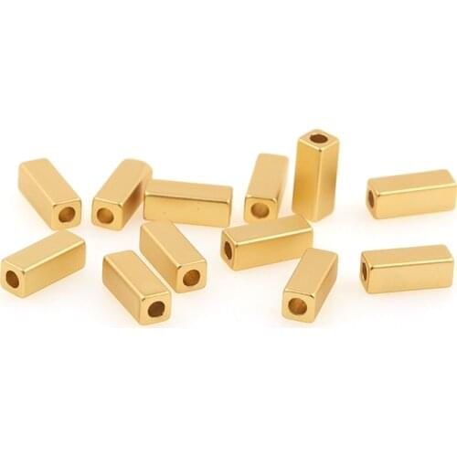 Brass Gold Rectangle Vacuum Square Spacer Beads for Bracelet Jewelry Making Accessories