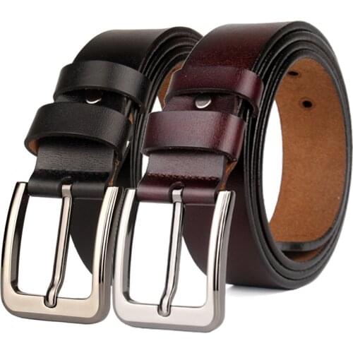 Real Genuine Leather Belts for Man Top Quality Male Casual Alloy Pin Buckle Belt Men Luxury Brand Design 2021 Waist Jeans Belt