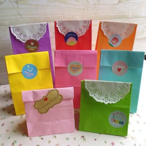 8pcs Solid Color Candy Paper Bags 18x9.5x6cm Party Favor Stand up Bag, Open Top Treat Bag Paper Gift Bag