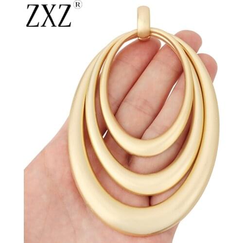 ZXZ Matte Gold Large Open 3 Circles Charms Pendants For Necklace Jewelry Making Findings 120x74mm