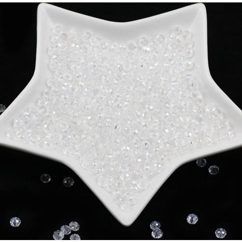 White 6x4mm 50pcs Austria Spacer Rondelle Czech Crystal Bead for Needlework Women Diy Accessories Pearls Loose Facet Glass Beads