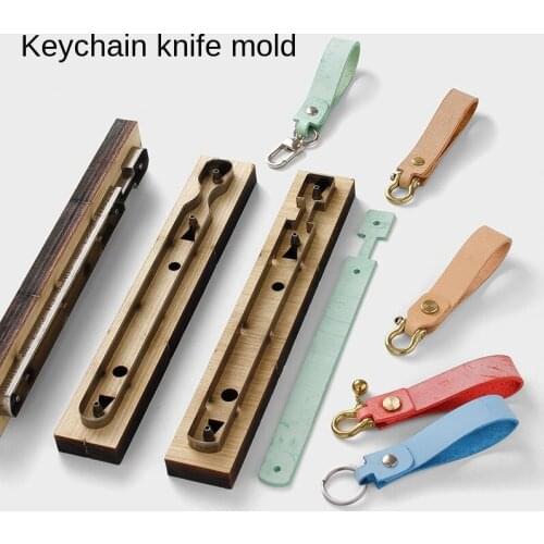 Keychain Knife Mold Leather Craft DIY Key Ring Wooden Template Knife Punching Tool Key Chain Cutting Mould Cutter