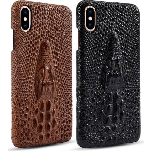 3D Dragon Head Special Fashion Genuine Leather Real Cowhide Cover For iPhone X XR XS Max Business Back Phone Case For iPhoneX