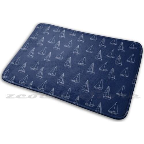 Sailboat Pattern Design Mat Rug Non-Slip Water Absorb Door Carpet Boat Sailboat Preppy Yacht Sailing Preppy Sailing Boating