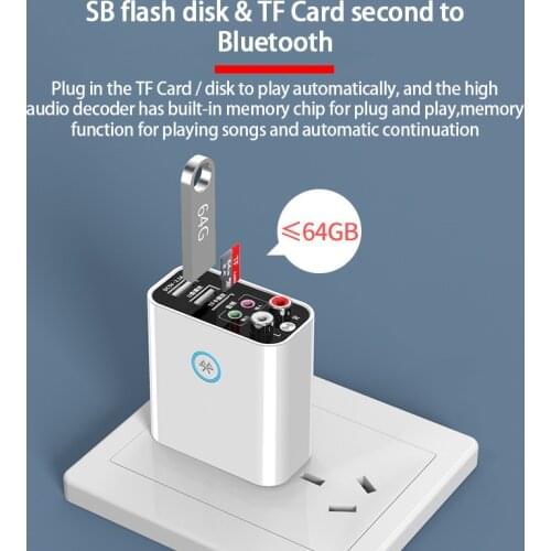 EU US Wireless Adapter Bluetooth 5.0 Receiver Transmitter TF/U Disk Play QC2.0 Charge For Headphone TV IR APP Control