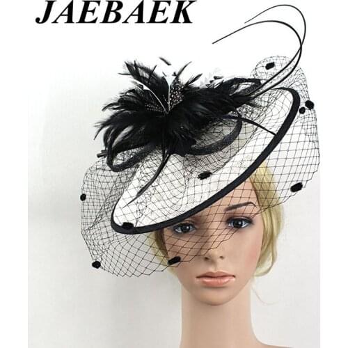 JAEBAEK Women Fascinators Wedding Kentucky Derby Church Linen Pillbox Hat Large Brim Hairband