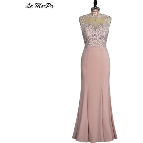 Lace Top Boat Neck Mermaid Bridesmaid Dress CMT129