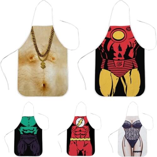 CLOOCL Kitchen Apron 3D Funny Pectoralis Chest Hair Cosplay Aprons for Men Women Cooking Baking BBQ Home Cleaning Tools