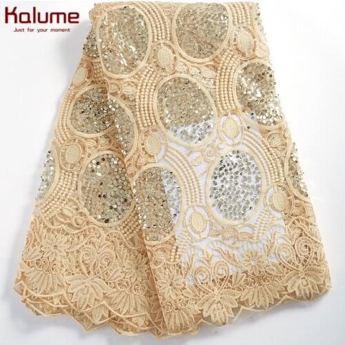 Kalume Top Fashion African Lace Fabric Embroidery French Net Milk Silk Lace Fabric High Quality Nigerian Tulle Lace Fabric H2300