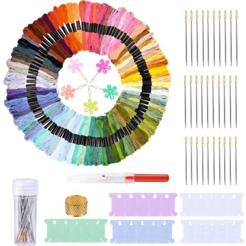 Nonvor 162 Pcs Embroidery Starter Kit, Embroidery Kit with 100 Colors, Embroidery Floss Cross Stitch Threads for Beginners