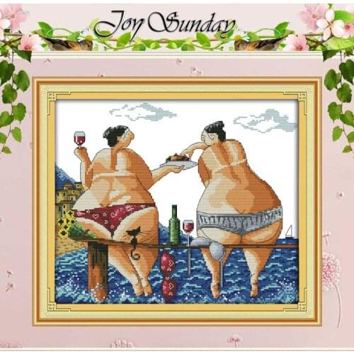 Enjoy in Beach Counted Cross Stitch 11CT 14CT Cross Stitch Kits cartoon Cross Stitch Sets Embroidery Needlework Home Wall Decor