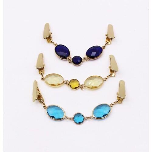 2018 new Korean fashion clothing glass crystal sweater sweater cardigan tight clip clothing connection buckle