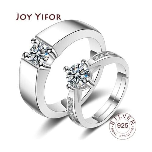 New Fine Rings Jewelry 925 Sterling Silver Ring Lover Zircon Adjustable Wedding Ring for Women Ladies Men Ring Silver