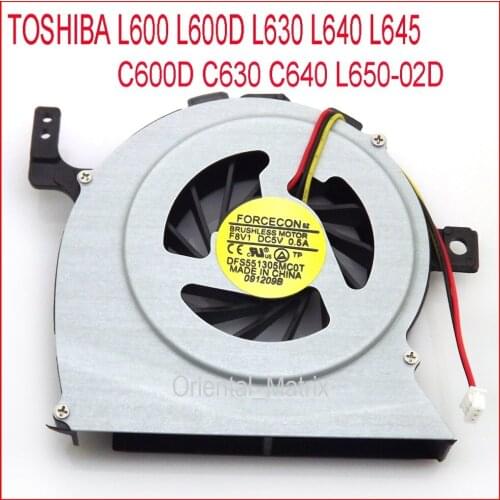 New DFS551305MC0T DC5V 0.5A Cooler Fan For TOSHIBA L600 L600D L630 L640 L645 C600D C630 C640 L650-02D CPU Cooler Fan