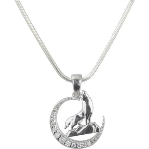 Women Handmade Silver Zircon Gemstone Necklace She wolf Asena Animal Necklace Solid 925 Sterling Silver Turkish Women Jewelery