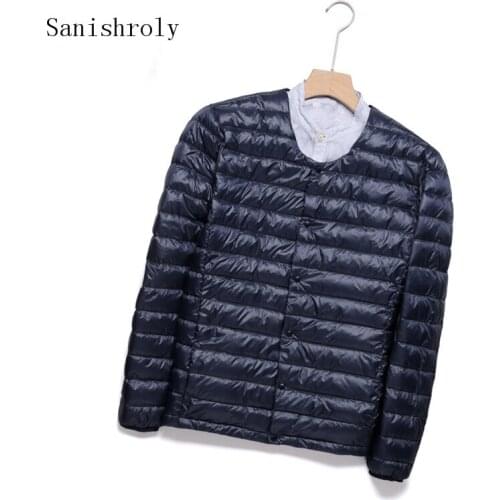 Sanishroly Two Wear Autumn Winter Mens White Duck Down Parka Ultra Light Down Jacket Male Thin Short Outwear Tops Plus Size 827