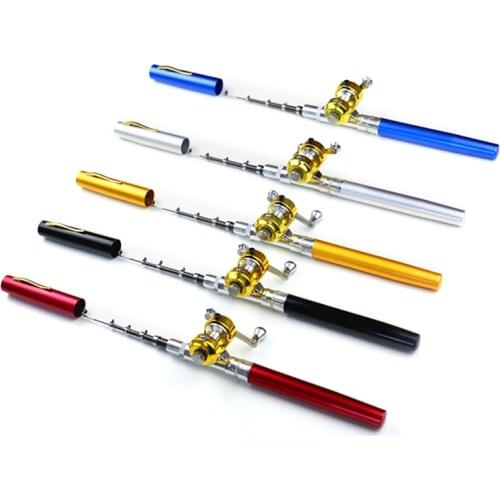 Portable Mini Pen Fishing Rod Telescopic Pocket Pen Fishing Rod With Reel Wheel Outdoor Mini Fishing Pole Fishing Accessories