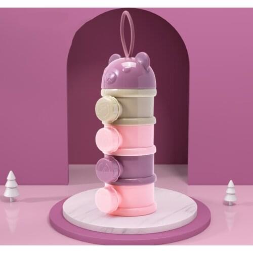 3 / 4 Layers Bear Style Portable Baby Food Storage Box Essential Cereal Cartoon Infant Milk Powder Box Toddle Snacks Container