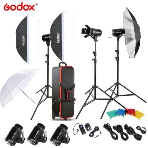 Godox E300-D Professional Photography Photo Studio Speedlite Lighting Lamp 3 * 300W Studio Flash Strobe Light Kit Set