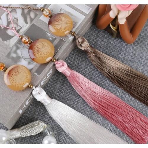 QGVLish 2Pcs Jade Cord Small Key Tassel Fringe Curtain Accessories DIY For Valance Tablecloth Cushion Sofa Key Tassels Tie Back