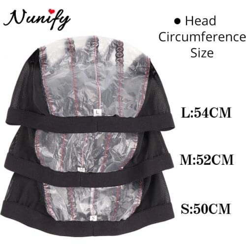 Nunify Elastic Band Weaving Black Swiss Lace Wig Cap For Making Wigs With Adjustable Strap For Weave Wig Women Hairnets Easy Cap