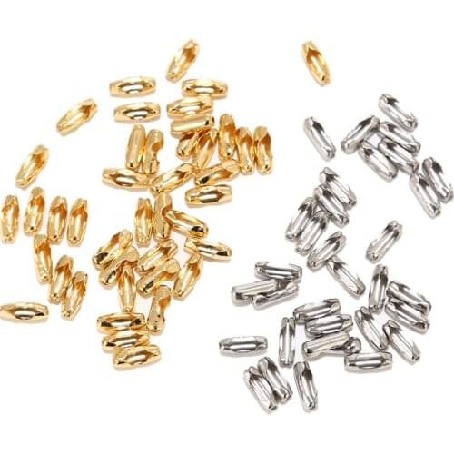 100pcs Gold Tone Stainless Steel Ball Chain Buckle Connectors Clasps Fits 1.5mm/2.4mm/3mm Beaded Ball Chain For DIY Jewelry