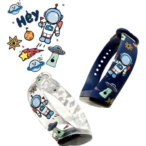 Strap For Xiaomi Mi Band 5 4 3 Silicone Replacement Wristband Cartoon Astronaut Bracelet for xiomi xiaomi miband 6 miband5 NFC