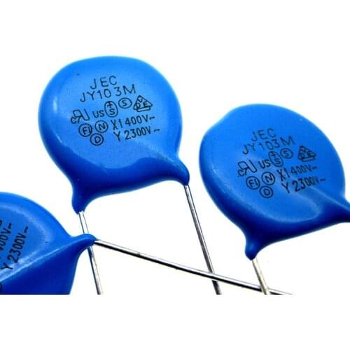 Safety Ceramic Chip Y Capacitor JEC JY103M X1 400AC Y2 300VAC Pitch 10 Film Diameter 14